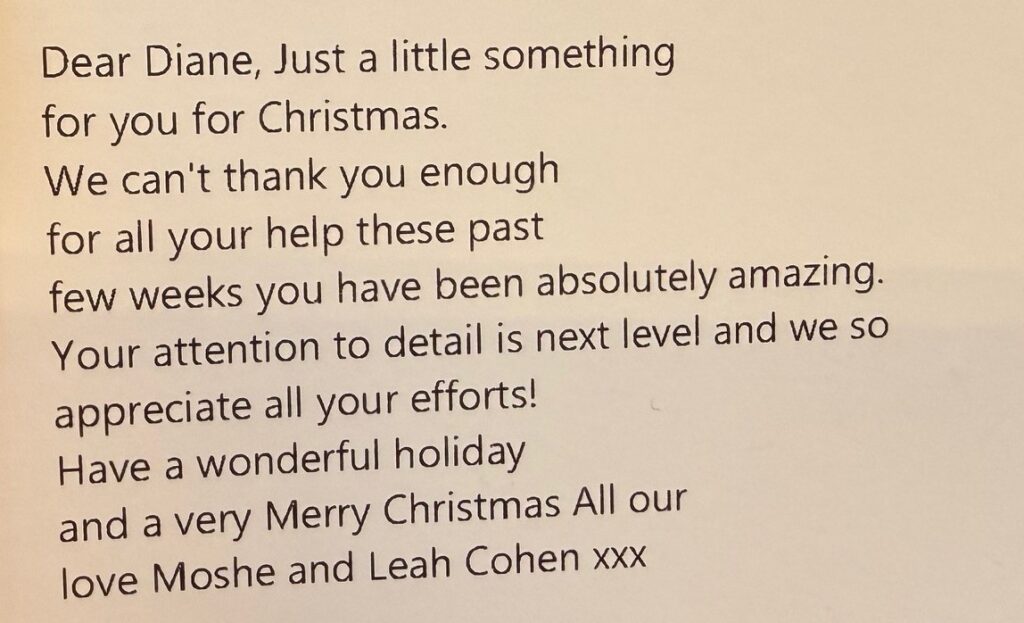 We can't thank you enough for all your help these past few weeks you have been absolutely amazing. Your attention to detail is next level and we so appreciate all your efforts.